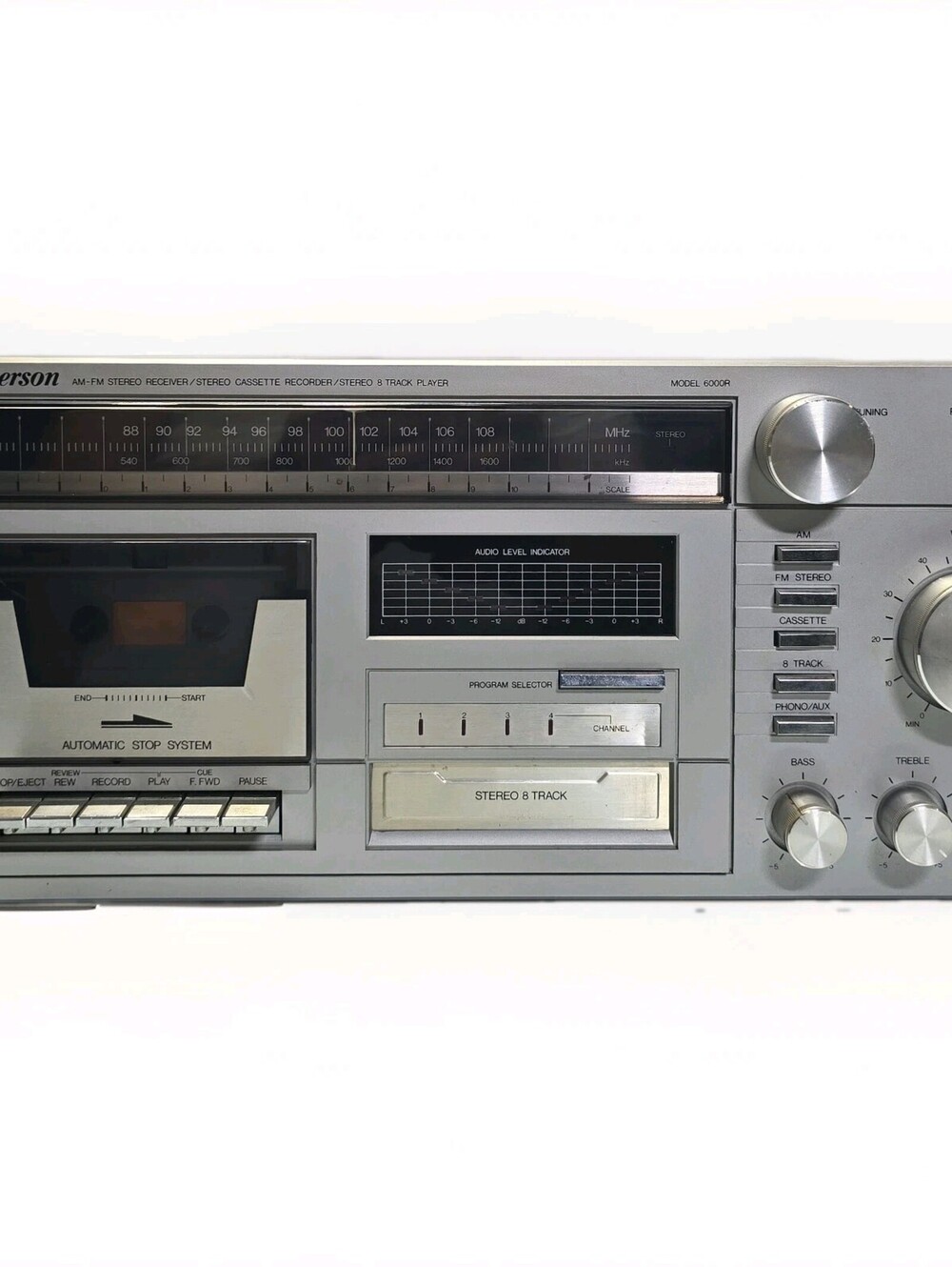 Rare Emerson 6000R Stereo Receiver Cassette 8 Track Player Radio Tested Working